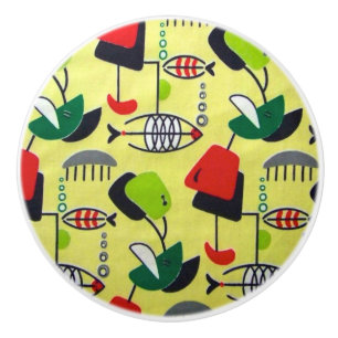 Mid Century Modern Atomic Design Ceramic Pull