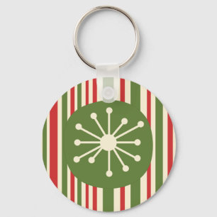 Mid Century Modern Atomic Dot Retro Christmas  Key Ring