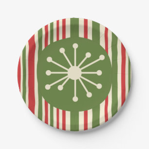 Mid Century Modern Atomic Dot Retro Christmas  Paper Plate