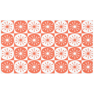 Mid Century Modern Atomic Dots Chequered Orange Tablecloth