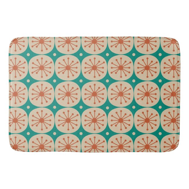 Mid Century Modern Atomic Dots Retro Pattern  Bath Mat (Front)