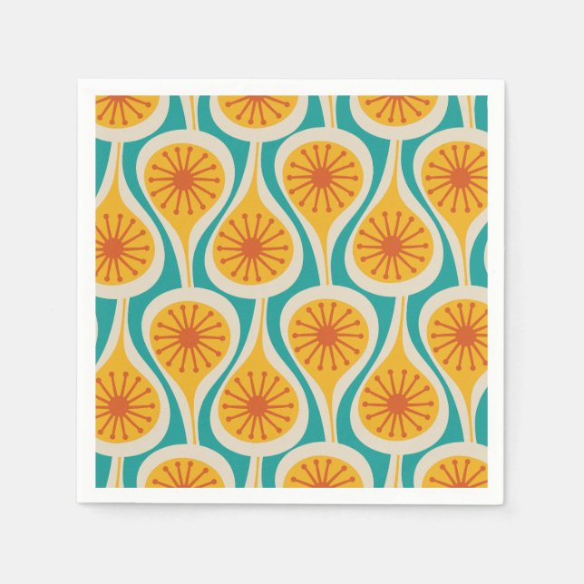 Mid Century Modern Atomic Drops Retro Pattern Napkin (Front)
