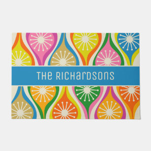 Mid Century Modern Atomic Drops Retro Personalised Doormat