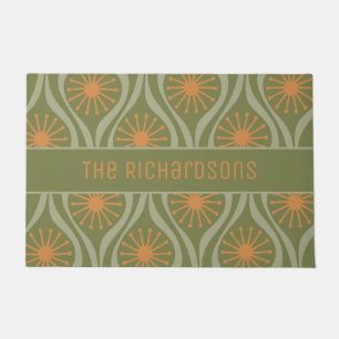 Mid Century Modern Atomic Drops Retro Personalised Doormat
