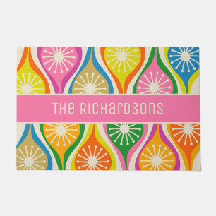 Mid Century Modern Atomic Drops Retro Personalised Doormat