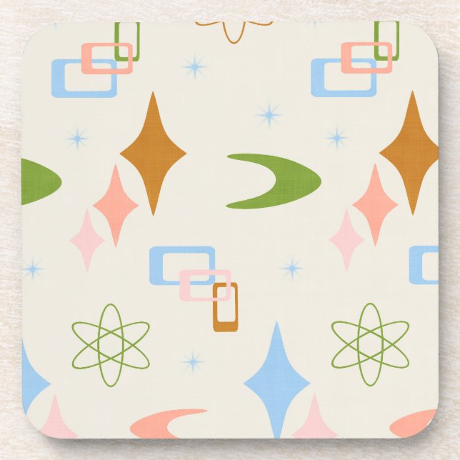 Mid Century Modern Atomic Era, Lime, Caramel Coaster (Front)