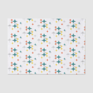 Mid Century Modern Atomic Era Starbursts Turquois Tissue Paper