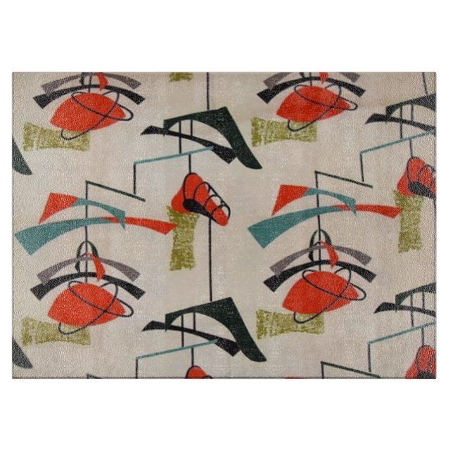 Mid Century Modern Atomic Fabric Cutting Board (Front)