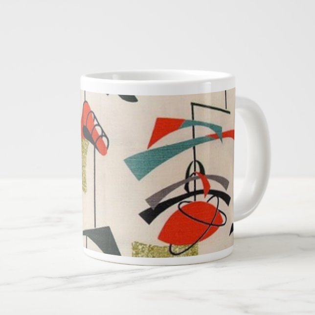 Mid Century Modern Atomic Fabric Jumbo Mug (Front Right)