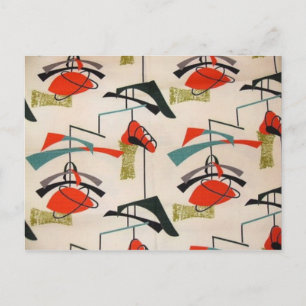 Mid Century Modern Atomic Fabric Postcard