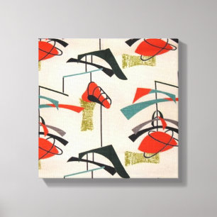 Mid Century Modern Atomic Fabric Stretched Canvas Print