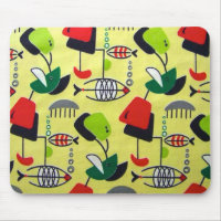 Mid Century Modern Atomic Fish Mousepad