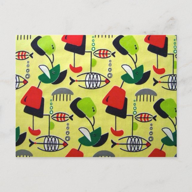 Mid Century Modern Atomic Fish Postcard (Front)