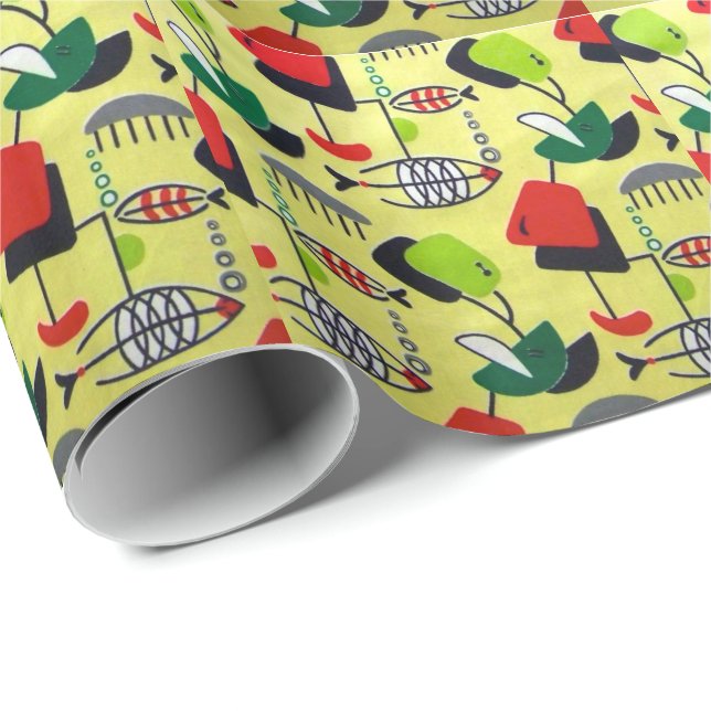 Mid Century Modern Atomic Fish Wrapping Paper (Roll Corner)