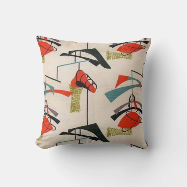 Mid Century Modern Atomic Mobile Fabric Pillow (Front)