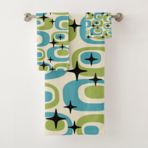 Mid Century Modern Atomic Pattern Bath Towel Set