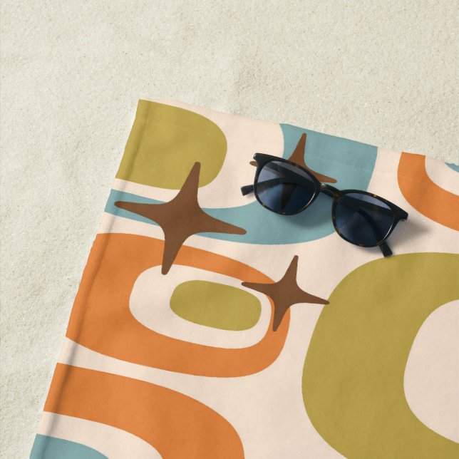 Mid Century Modern Atomic Pattern Beach Towel (In Situ)