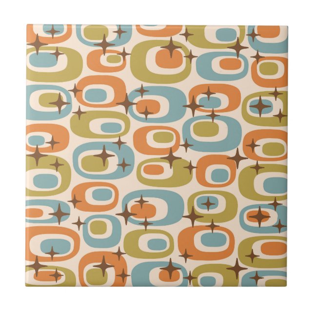 Mid Century Modern Atomic Pattern Ceramic Tile (Front)