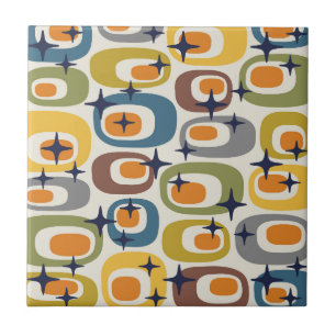 Mid Century Modern Atomic Pattern Ceramic Tile