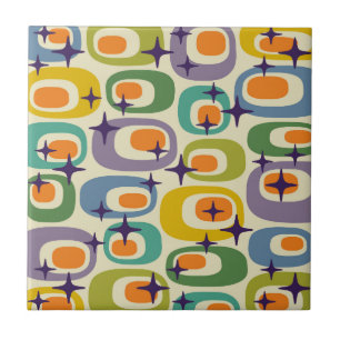 Mid Century Modern Atomic Pattern Ceramic Tile