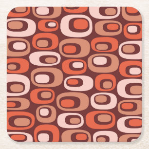 Mid Century Modern Atomic Pattern Square Paper Coaster