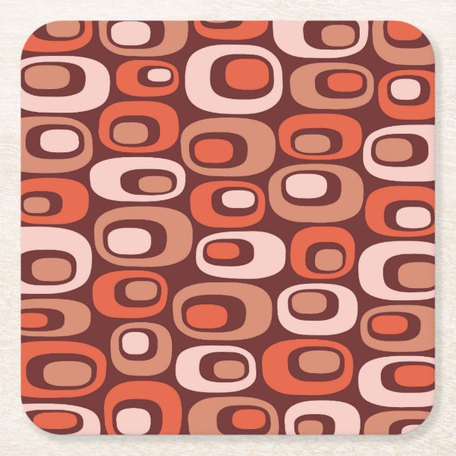 Mid Century Modern Atomic Pattern Square Paper Coaster (Front)