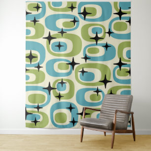 Mid Century Modern Atomic Pattern Tapestry