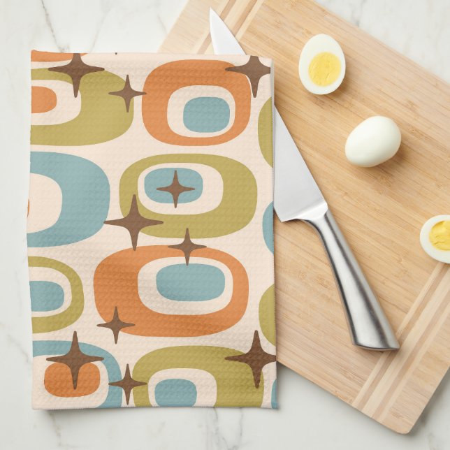Mid Century Modern Atomic Pattern Tea Towel (Quarter Fold)
