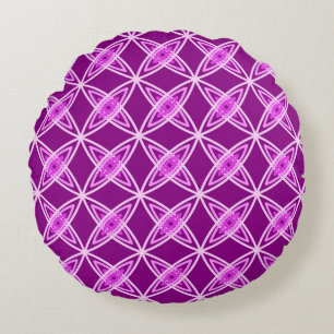 Mid Century Modern Atomic Print - Amethyst Purple Round Cushion