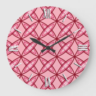 Mid Century Modern Atomic Print - Ballet Pink Large Clock