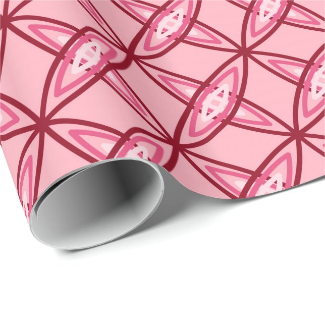 Mid Century Modern Atomic Print - Ballet Pink Wrapping Paper (Roll Corner)