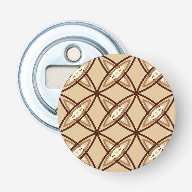 Mid Century Modern Atomic Print - Camel Tan Bottle Opener (Front)