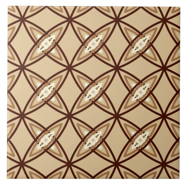Mid Century Modern Atomic Print - Camel Tan Ceramic Tile (Front)