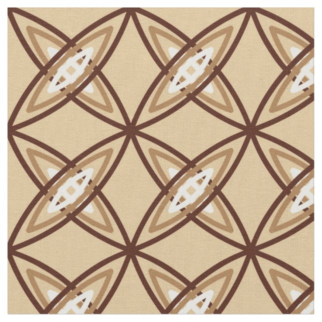 Mid Century Modern Atomic Print - Camel Tan Fabric (Close Up)