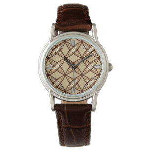 Mid Century Modern Atomic Print - Camel Tan Watch
