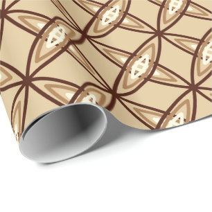 Mid Century Modern Atomic Print - Camel Tan Wrapping Paper