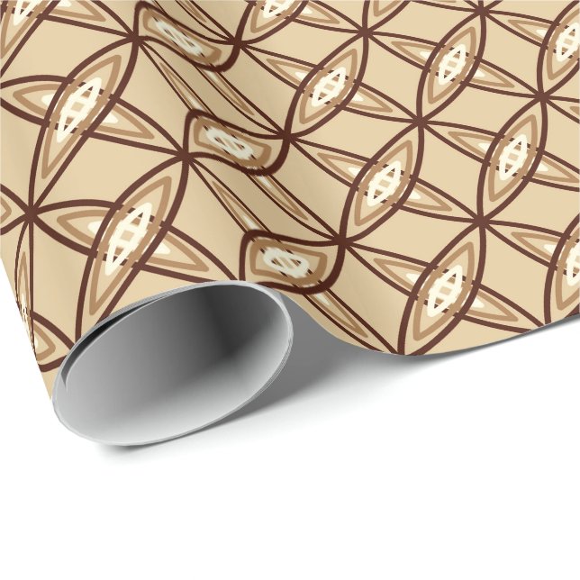 Mid Century Modern Atomic Print - Camel Tan Wrapping Paper (Roll Corner)