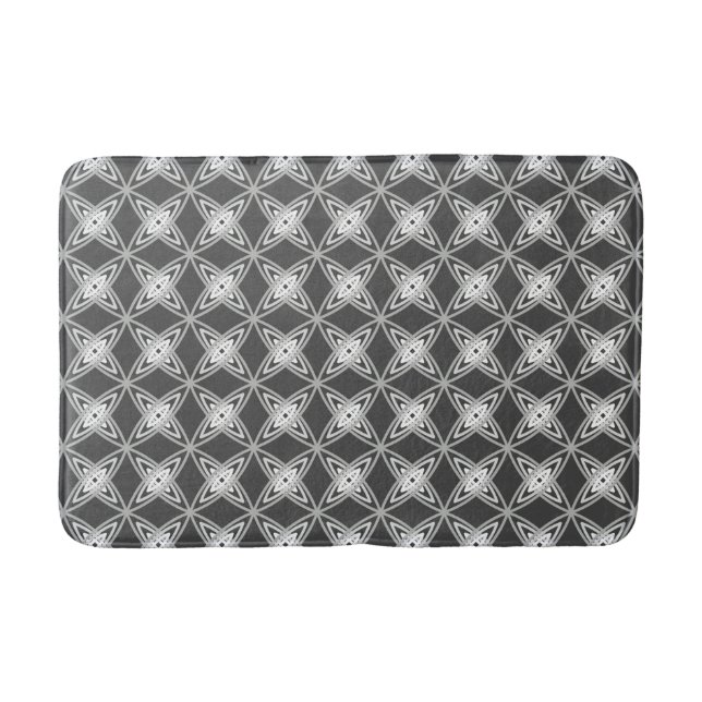 Mid Century Modern Atomic Print - Charcoal Grey Bath Mat (Front)
