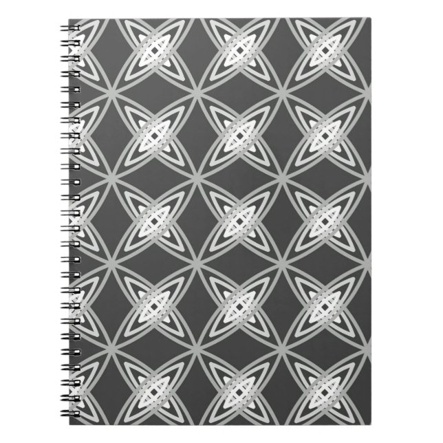 Mid Century Modern Atomic Print - Charcoal Grey Notebook (Front)