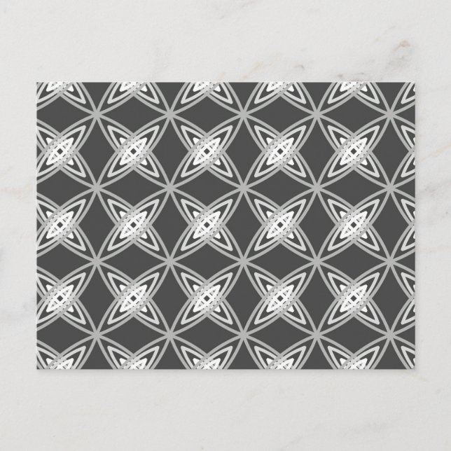 Mid Century Modern Atomic Print - Charcoal Grey Postcard (Front)