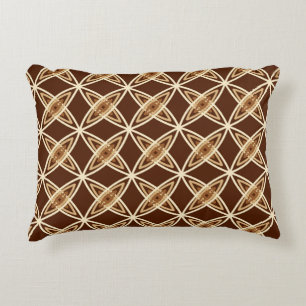 Mid Century Modern Atomic Print - Chocolate Brown Decorative Cushion
