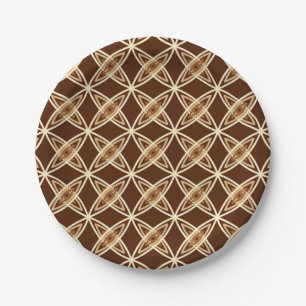 Mid Century Modern Atomic Print - Chocolate Brown Paper Plate