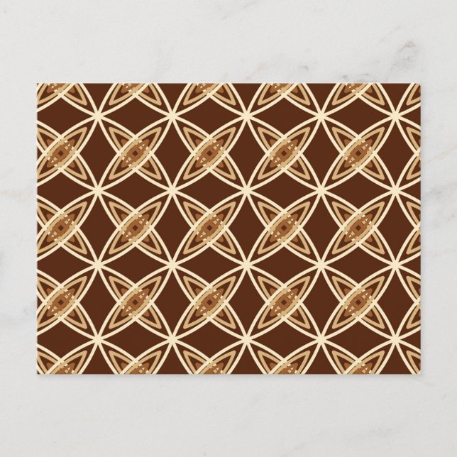 Mid Century Modern Atomic Print - Chocolate Brown Postcard (Front)