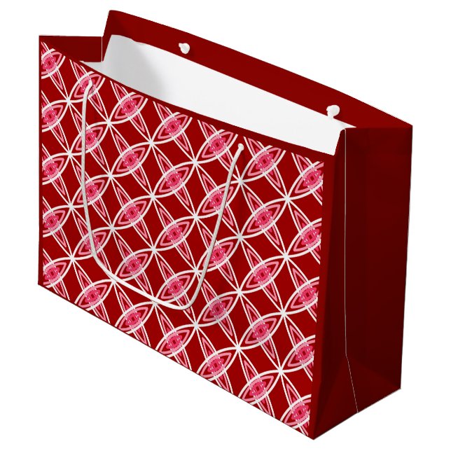 Mid Century Modern Atomic Print - Dark Red Large Gift Bag (Front Angled)