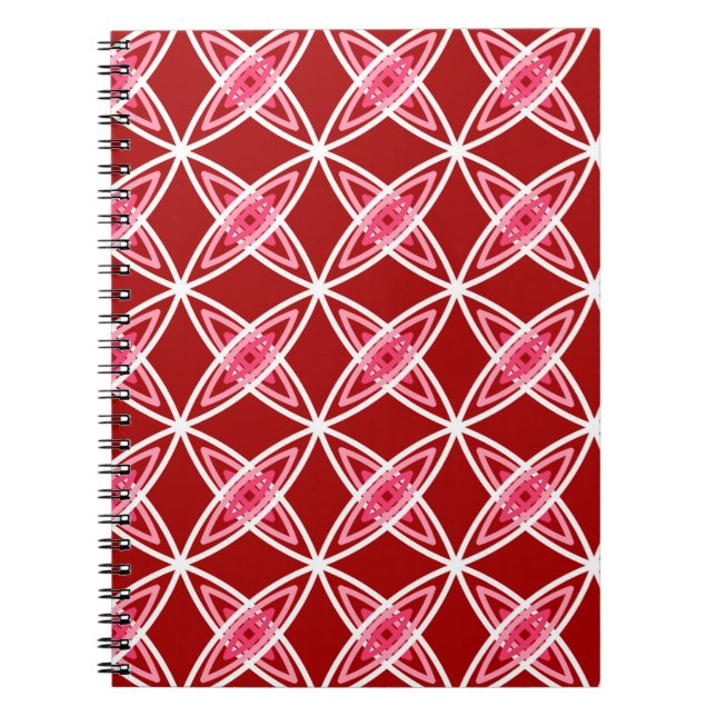 Mid Century Modern Atomic Print - Dark Red Notebook (Front)