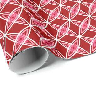 Mid Century Modern Atomic Print - Dark Red Wrapping Paper