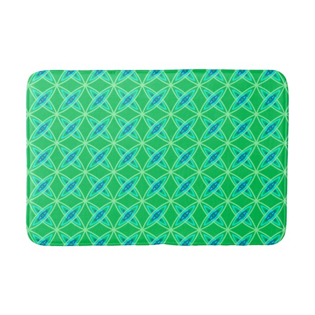 Mid Century Modern Atomic Print - Jade Green Bath Mat (Front)