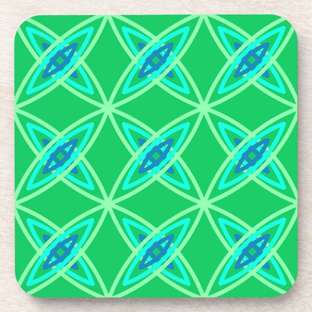Mid Century Modern Atomic Print - Jade Green Coaster (Front)