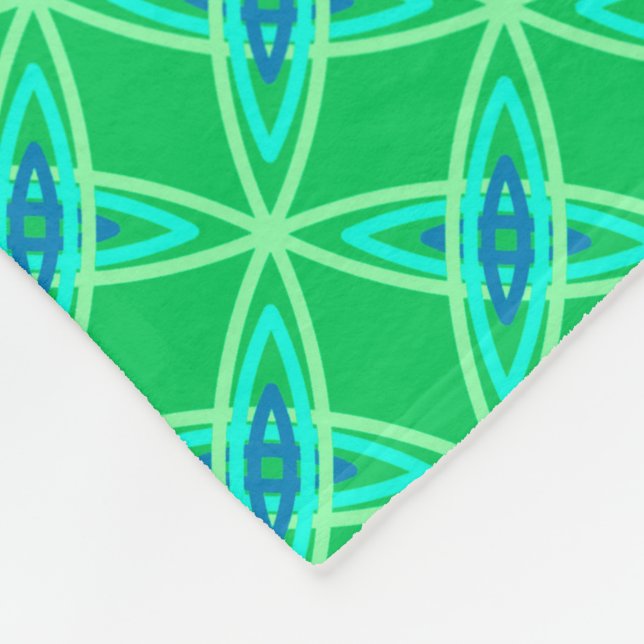 Mid Century Modern Atomic Print - Jade Green Fleece Blanket (Corner)