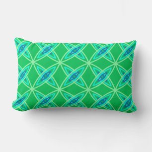 Mid Century Modern Atomic Print - Jade Green Lumbar Cushion